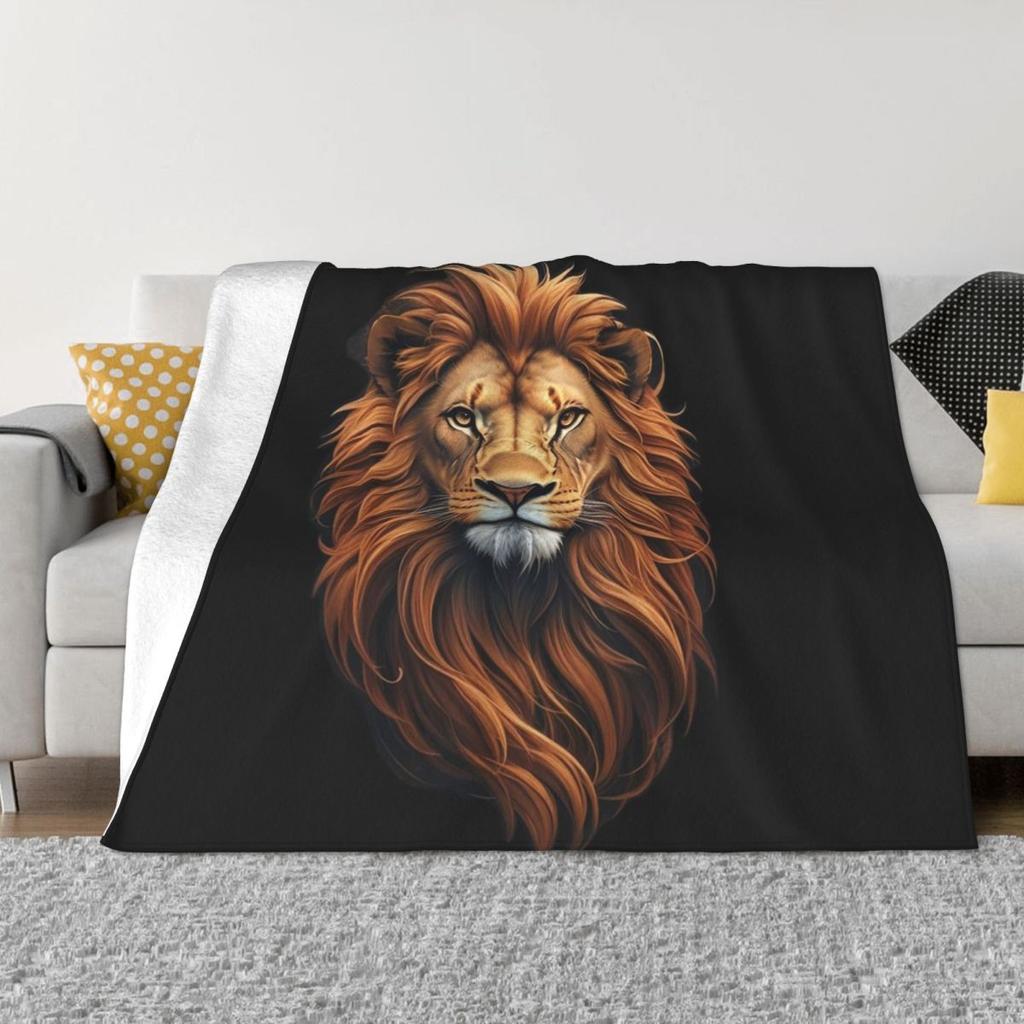 Lion Colourful Painting Blanket Soft Warm Flannel Throw Blanket Bedspread for Bed Living room Picnic Travel Home Sofa