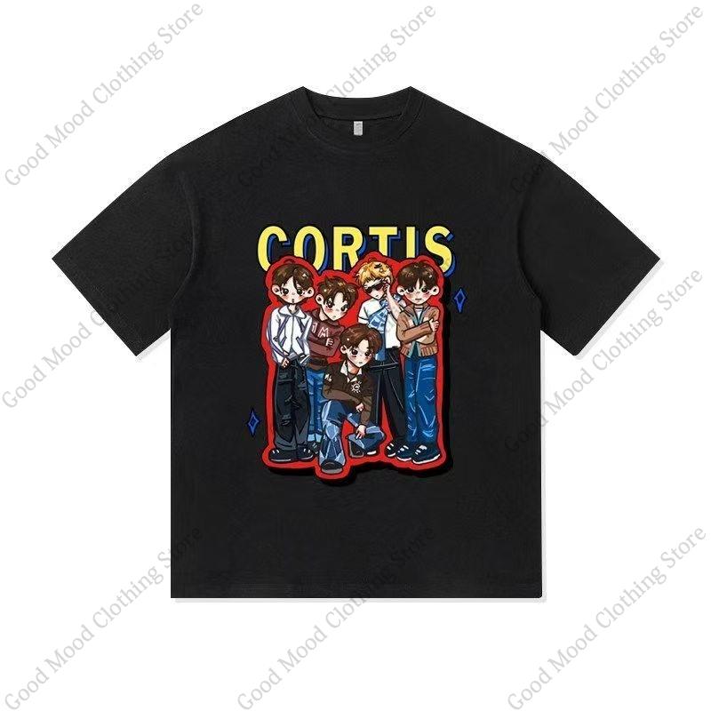 CORTIS Print T Shirt Fashion Street Hip Hop Retro JUHOON KEONHO SEONGHYEON Print Tshirt Kpop Fans Cotton Short Sleeve Tee Tops