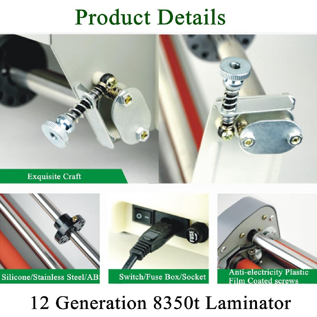 220V 12 Generation 8350T Laminator Four Rollers Hot Roll Laminating Machine A3+