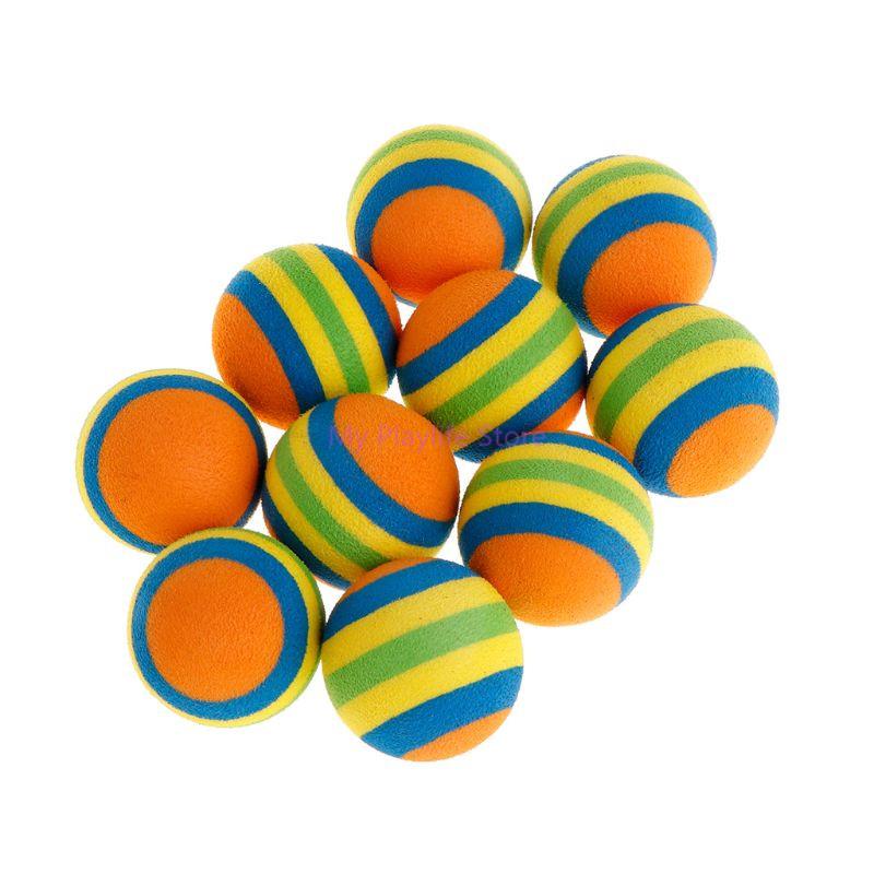 

10 Pcs Cat Toy Rainbow Ball EVA Soft Interactive Toys Cat Kitten Dog Puppy Funny Play Chew Balls Pet Training Supplies оранжевый
