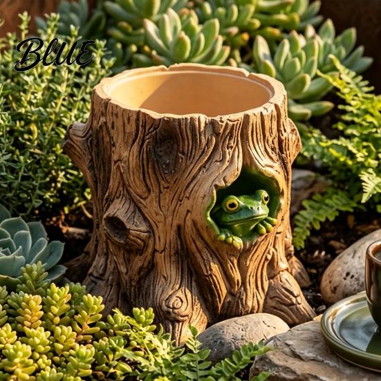 Forest Style Desk Decor Frog Tree Storage Tube, 3D Printed Realistic Stump Container, Biodegradable Pla Organizer Functional Pen Holder for