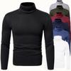 Maglione da uomo in tinta unita con collo alto in velluto, maglione autunnale e invernale, maglione in pile da uomo