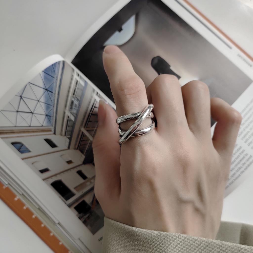Ventfille Copper Rings New Fashion Party Jewelry Vintage Charm Double Layer Geometric Nail Design Accessories Gifts