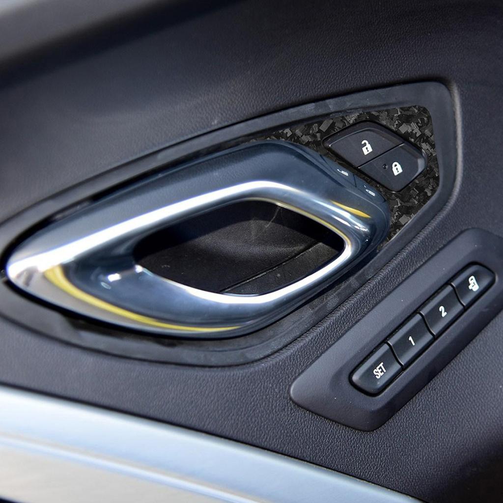 For Chevrolet Camaro 2016-2025 Forged Carbon Fiber Inner Door Lock Push-Button Switch Panel Cover Trim Car Accessories Sticker