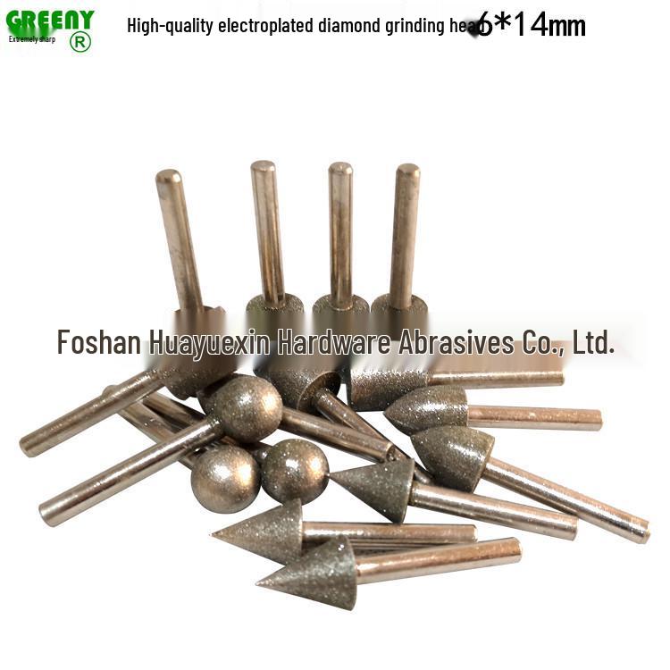 6x14 Diamond Alloy Grinding Head, Stone Carving Tool, Assorted Shapes for Electric Grinder and Electroplating Polishing.