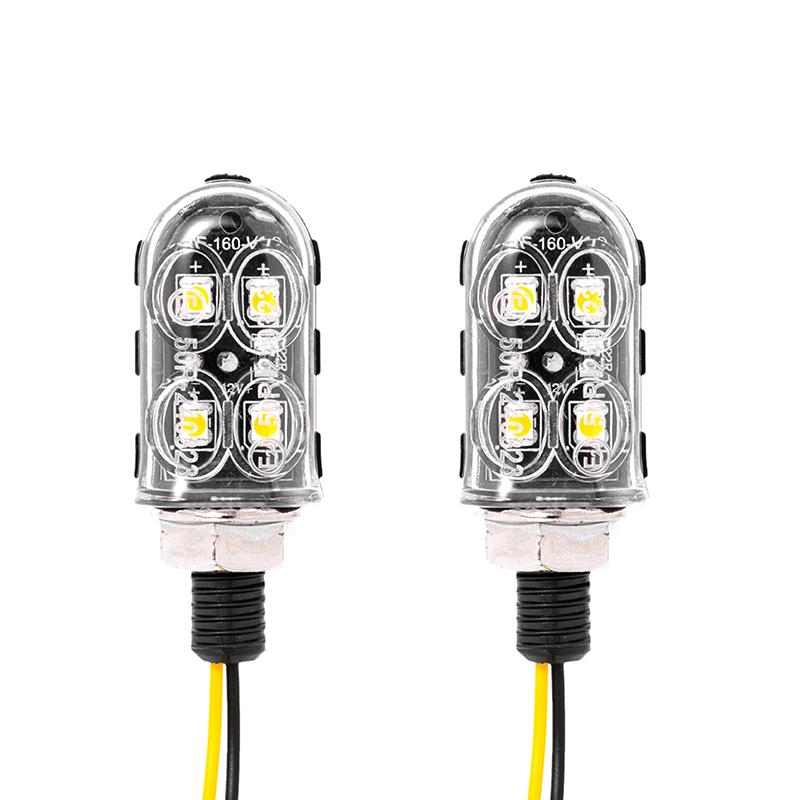 2Pcs Mini Motorcycle LED Turn Signal Lights Amber Flashing Light Blinker Turn Signal Lamp 12V Moto Indicator Lamp Accessories