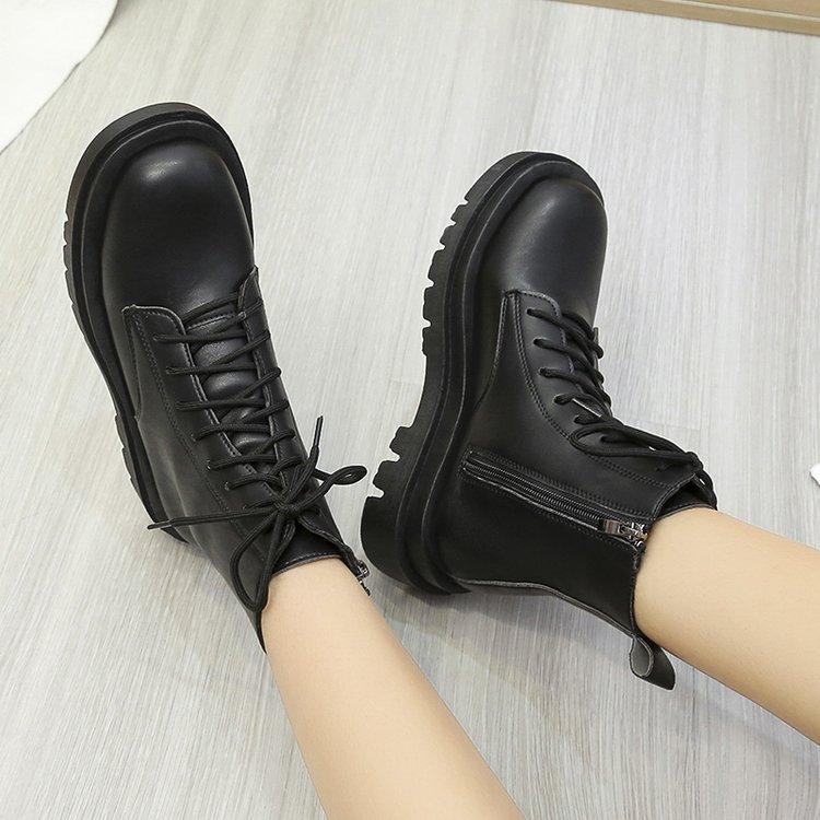 Size 35-42, Large Size Women's Shoes 41 Fat Feet Muffin Sole Martin Boots Female Korean Version Handsome Ins Autumn Thin Single Boots