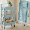 Home Living Room Snack Storage Cart with Iron Frame, Reading Stand by Desk, Backpack Holder KTY