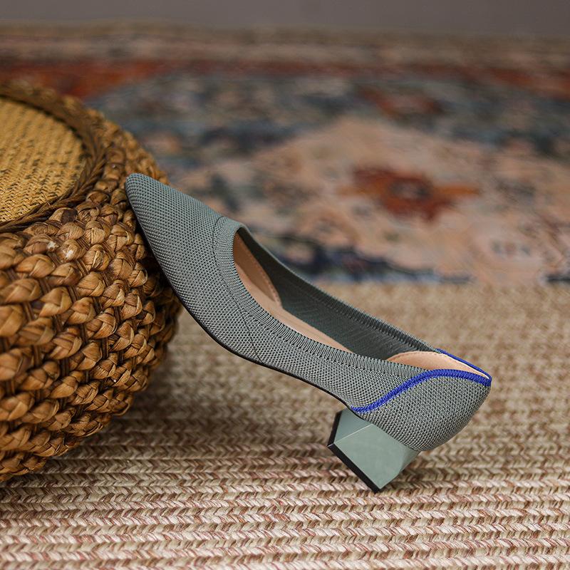 

Летающие сандалии женские носят вязаную обувь с одной педалью, не душную для ног, дышащие одинарные туфли, обувь для мамы 40 небесно-голубой