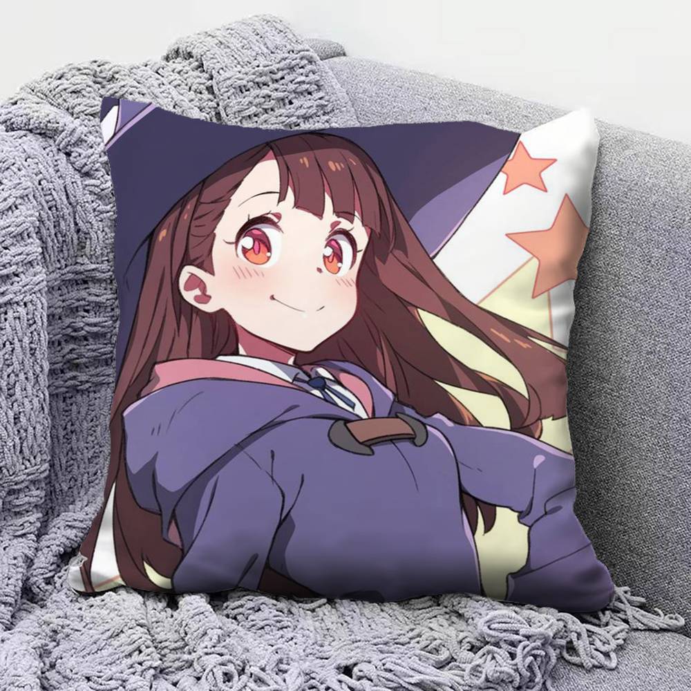 Akko Lotte Sucy Little Witch Academia Anime Home Sofa Cushion Covers And Aecorative Custom Pillow Covers Peach skin 18*18(CM)-1Pcs