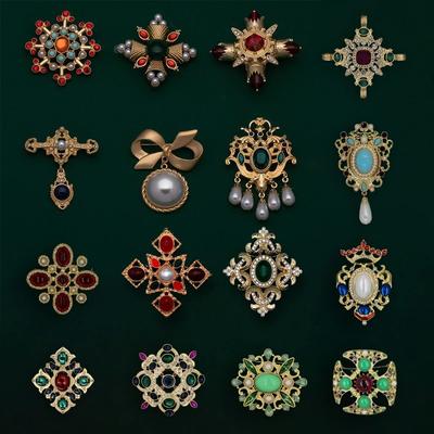 Broche retangular geométrico atmosférico de tendência vintage barroco terno suéter acessórios para vestir