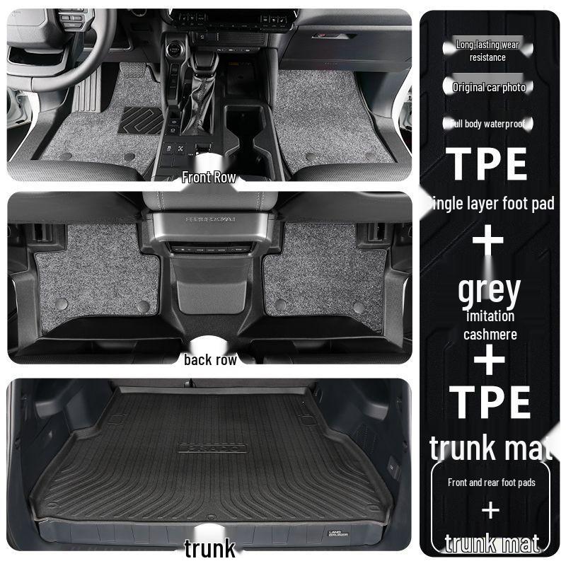Toyota Prado TPE Floor Mats (2010-2025 Models) - Full Coverage, Car Interior Accessories