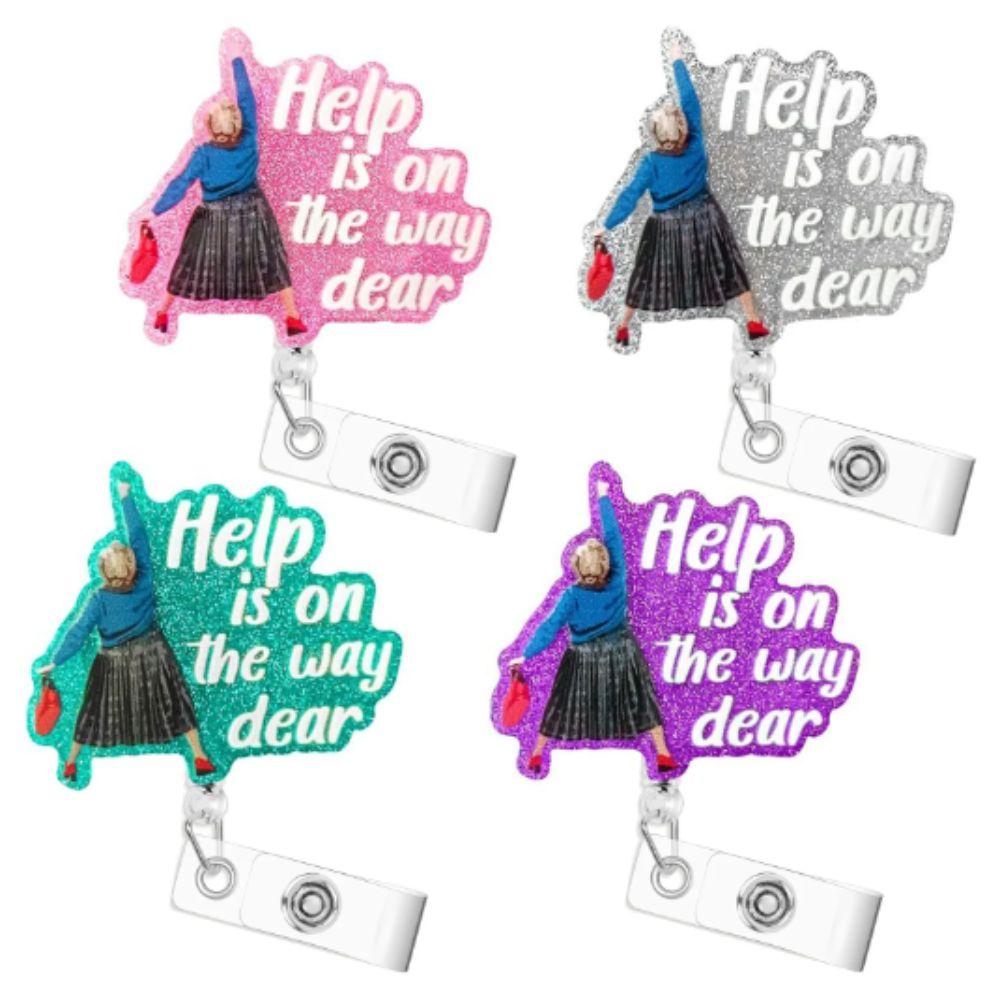 Glitter ID Badge Holder Acrylic Name Holder Badge Clip Retractable Badge Reel  Students