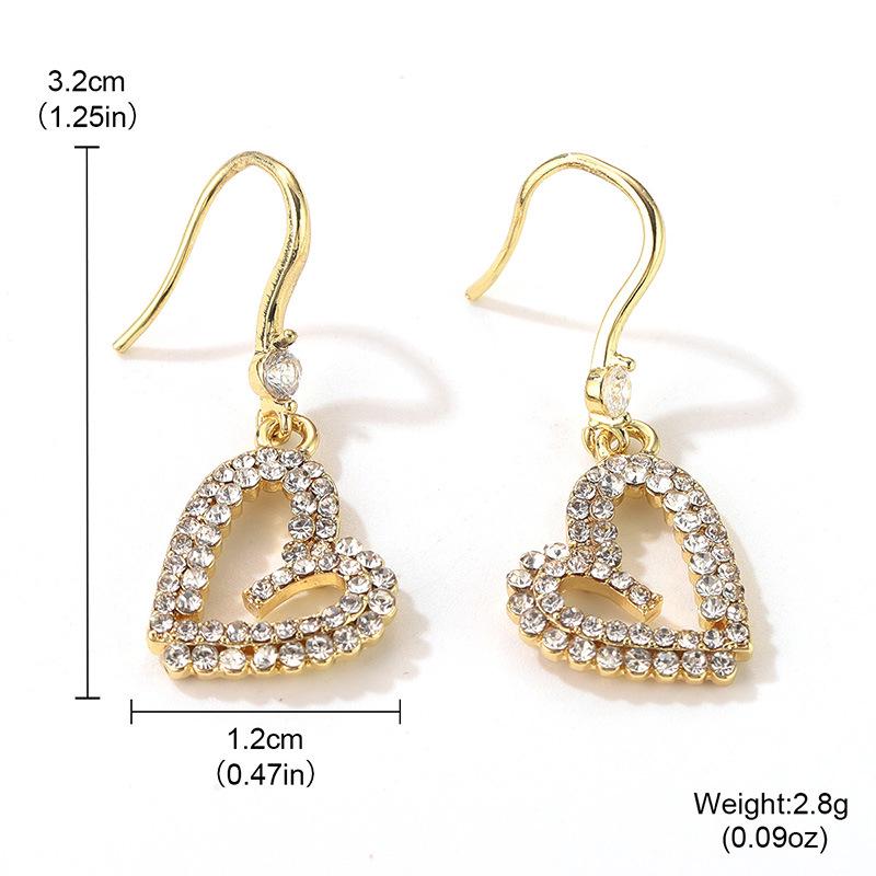 

Подвески-каффы для ушей в форме сердца с инкрустацией цирконами - Французская легкая роскошь, нишевая модная бижутерия