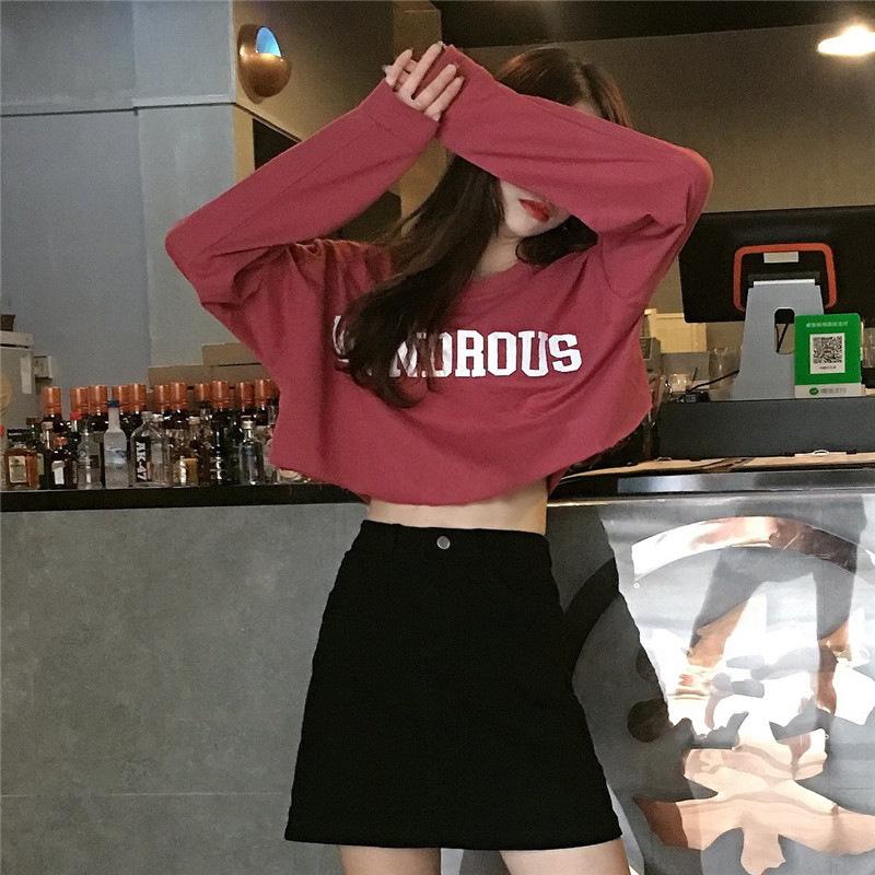 Women Korean Style Loose Short Sleeve Cropped Printed Casual T Shirt