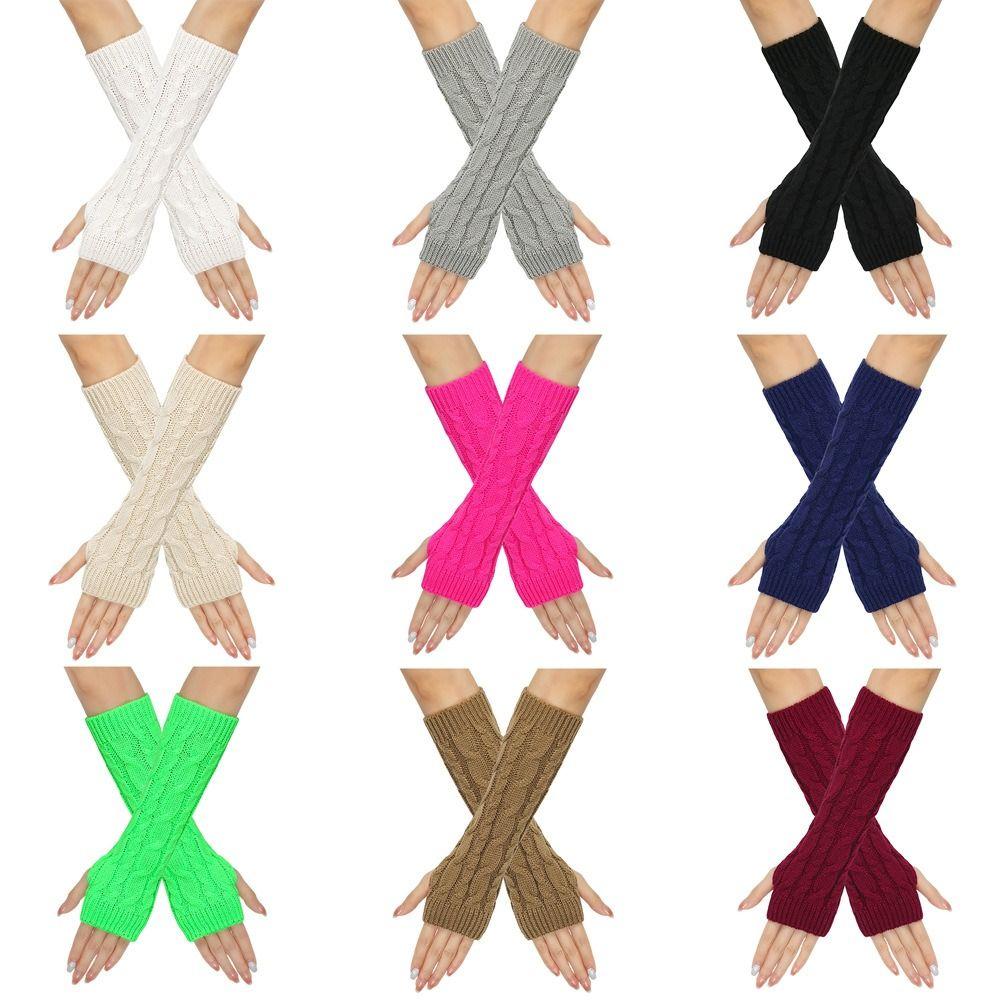 Knitted Arm Sleeves Gloves Twists Decorative Pattern Arm Sleeve Gloves Gothic Mittens Outdoor
