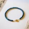 Blue Tiger’s Eye Beaded Bracelet – Gold Tone Natural Stone Minimalist Jewelry for Men Women, Spiritual Gift