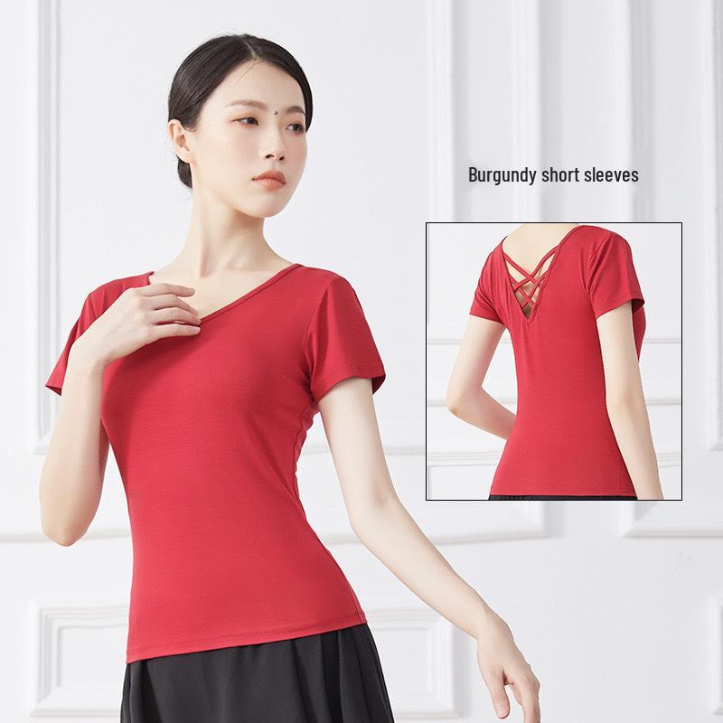 Black Long Sleeve Dance Practice Suit for Square Dance and Art School Training