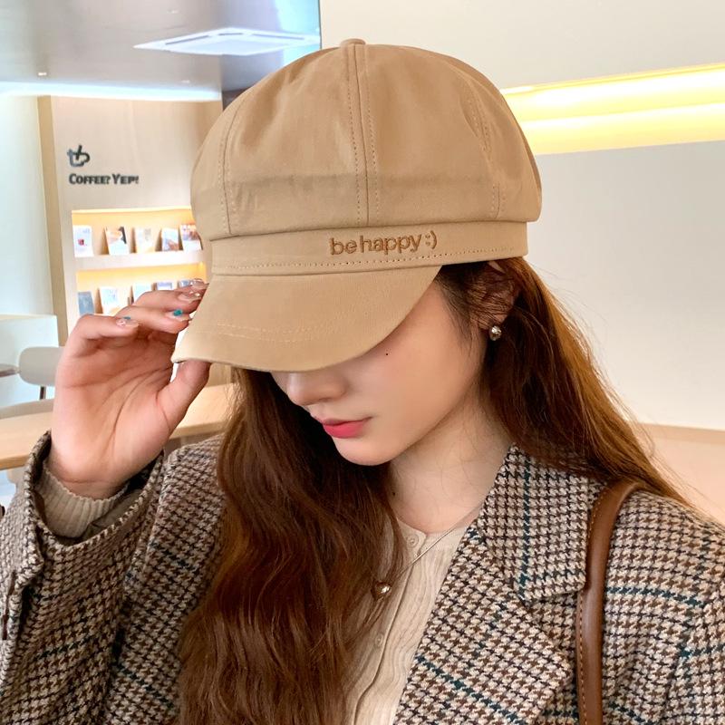 

Весенне-осенне-зимняя шляпа женская нишевая однотонная кепка большой окружности головы восьмиугольная шляпа ретро шляпа газетчика новая One Size