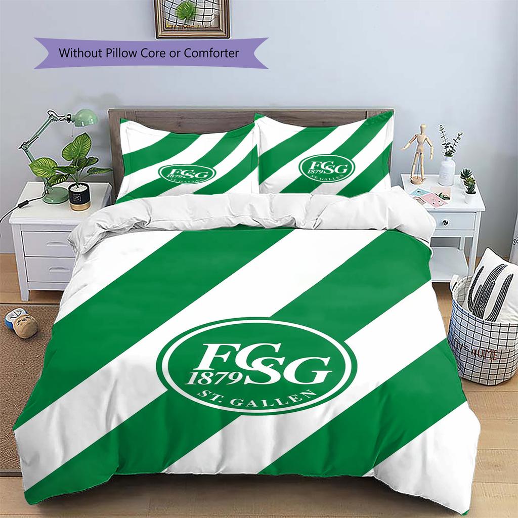 FC St. Gallen Pattern Bedding Set Quilt Cover Pillowcase Home Decor Gift (1 * duvet cover + 2 * pillowcase, without core)