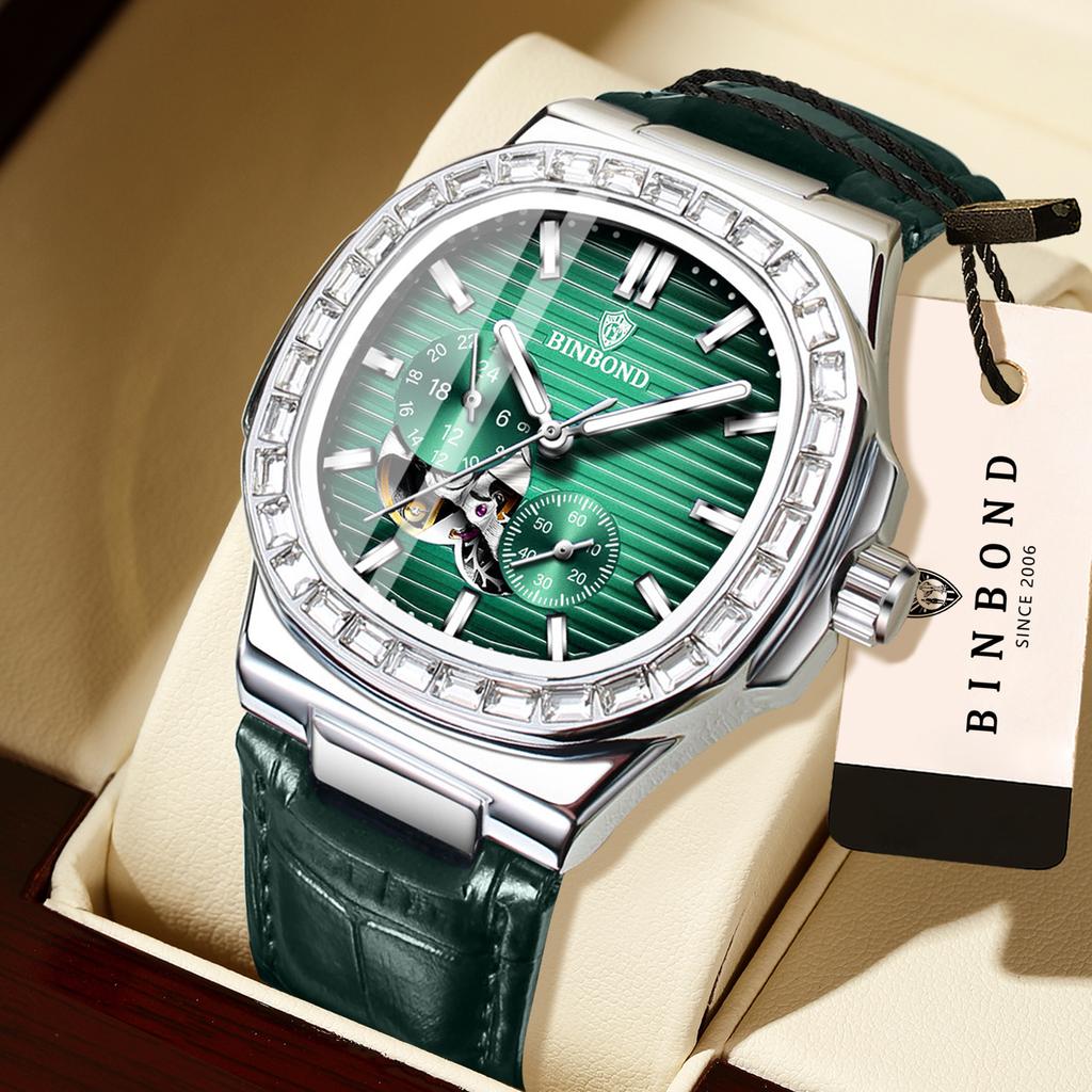 BINBOND Original Automatic Men's Watch Precise Mechanical Watches For Men Luxury Luminous Waterproof Sturdy Skeleton Casual Relo