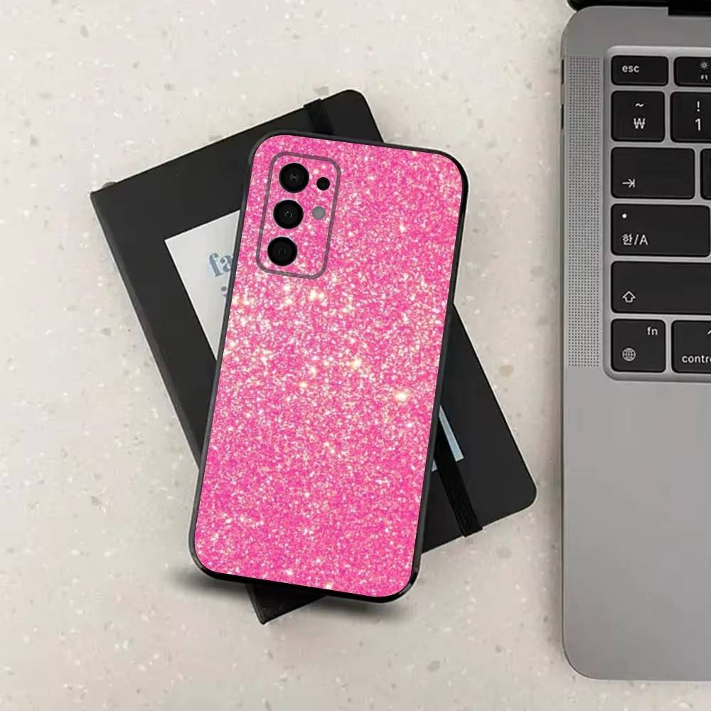 Dazzling Pink Glitter For Samsung Galaxy A73,J7,22,Note,72,41,31,8,9,52,71,53,32,Soft Black Silicone Cover Case