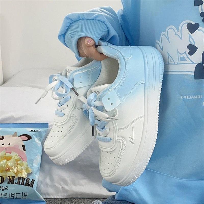Gradient Color Thick Soled Women s Color Blocked Casual Board Shoes 35