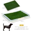 3-Layer Dog Litter Box with Synthetic Grass, Grid and Bottom Tray, 63x48.5cm