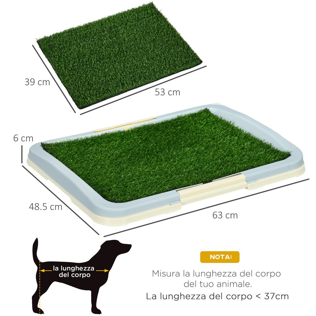 3-Layer Dog Litter Box with Synthetic Grass, Grid and Bottom Tray, 63x48.5cm