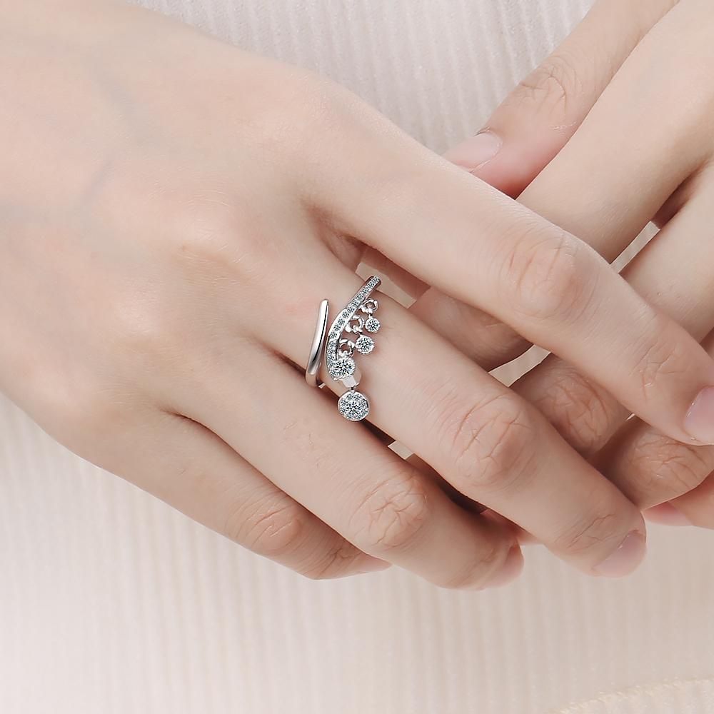 925 Silver Ring Shiny Cubic Zirconia Tassel Jewelry Charm Bohemia Minimalism Birthday Gift Femme Anillos Bague Femme Ring