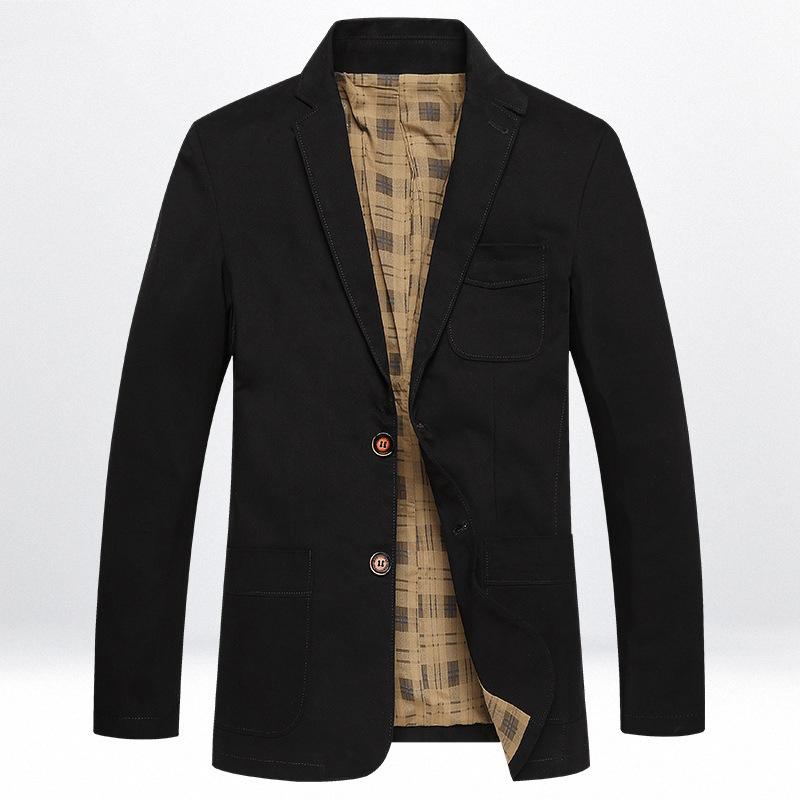 

Men s Solid Color Slim Suit Jacket Middle-aged Long-sleeved Casual Jacket M чорний