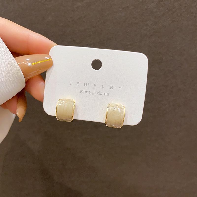 

925 silver needle temperament drop glaze earrings female ins cold wind simple personality stud earrings Internet celebrity retro ear jewelry