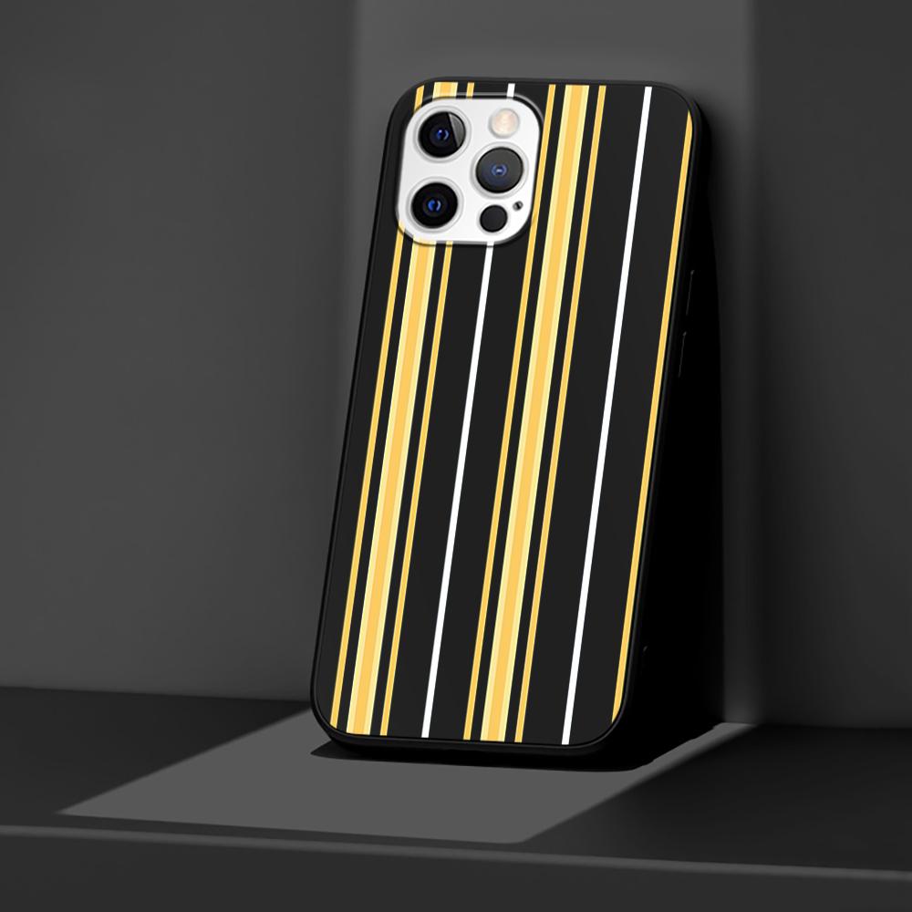Handyhülle für Apple iPhone 14 11 13 Pro Max 12 Mini XR 7 8 + SE 2020 XS 6 6s Plus Sportmarkenstreifen Silikon Schwarz Hülle