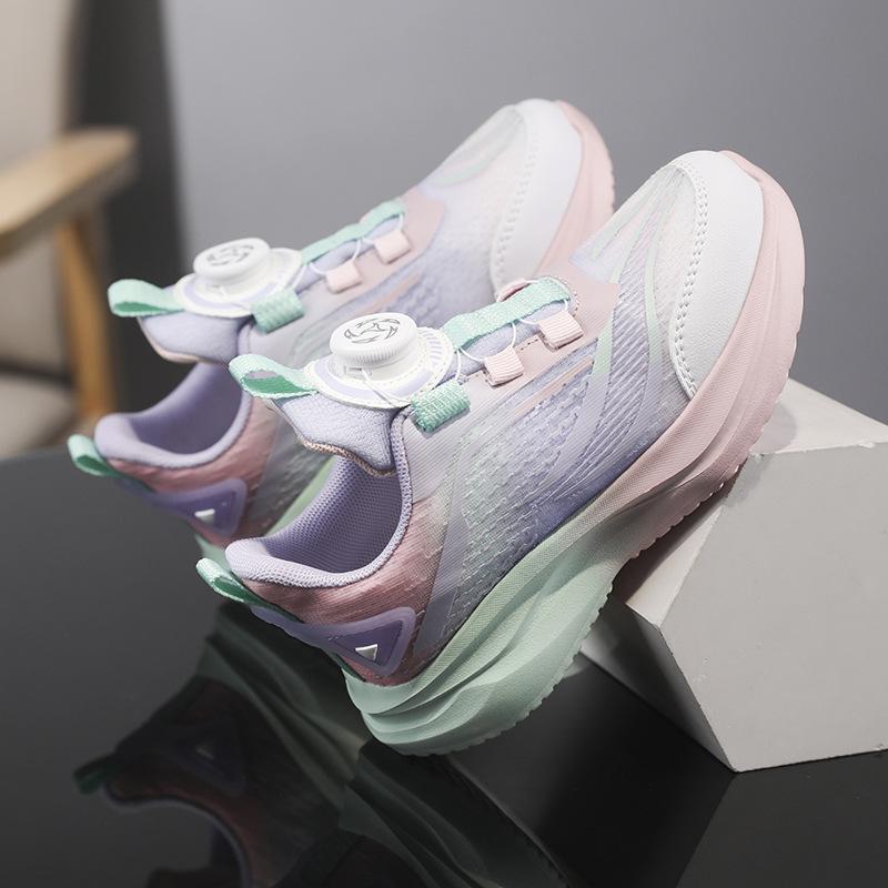 Boys mesh breathable sneakers 2025 rotating dunk sneakers spring and autumn middle age children lightweight girls running shoes