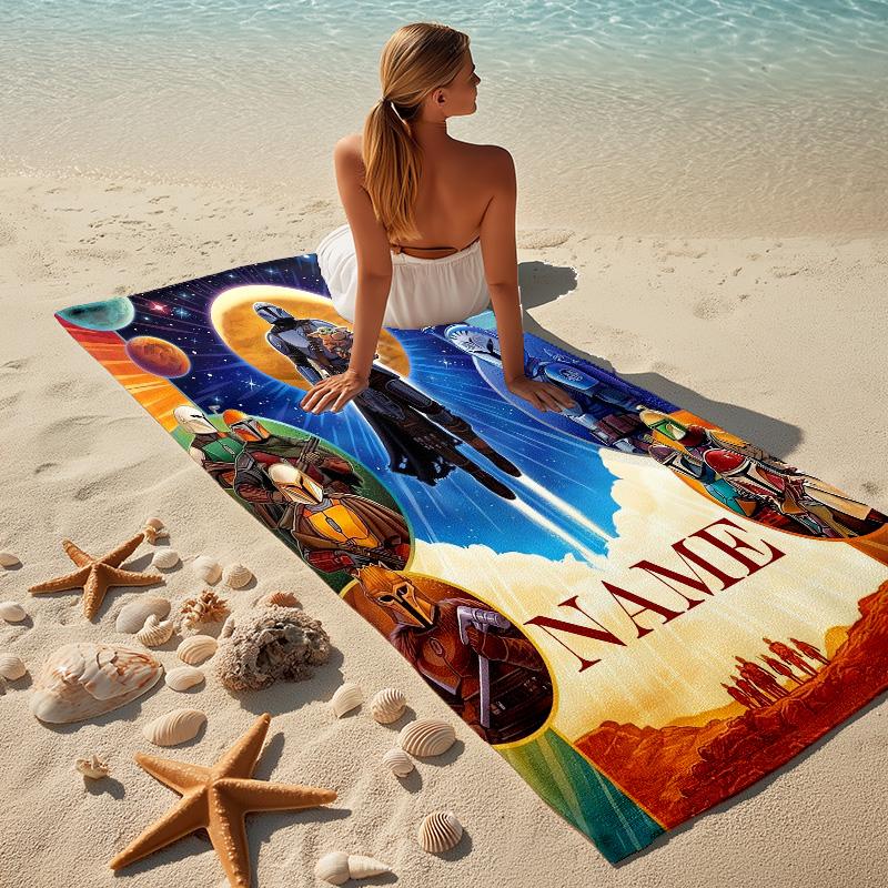 Custom Name Yoda's Legacy Stylish Digital Printing Beach Towel Quick‑Drying Absorbent Blanket for Beach Pool Gym Travel