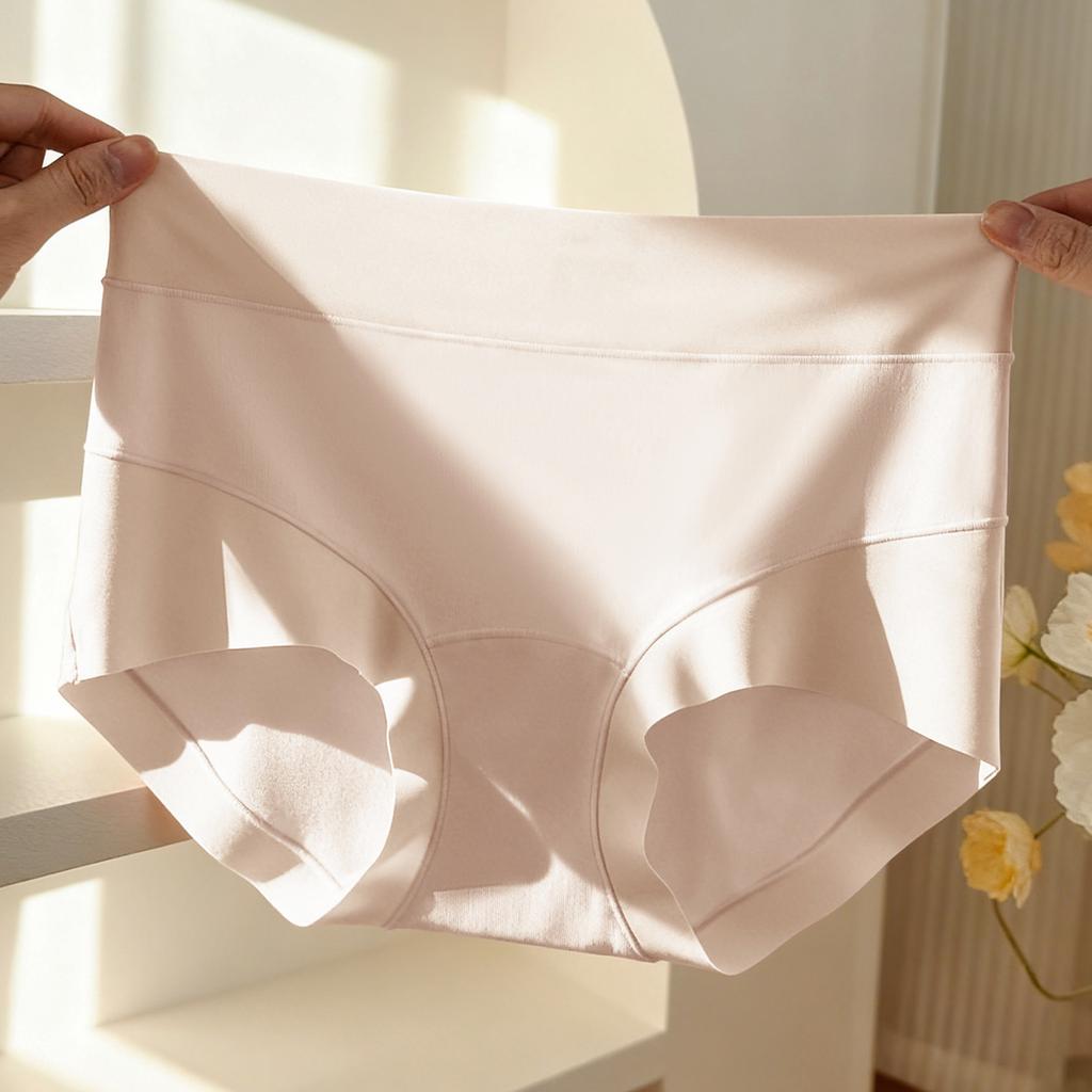 Women's Spring and Summer Pure Cotton Abdominal Non Trace Antibacterial Extended Middle and High Waist Underwear