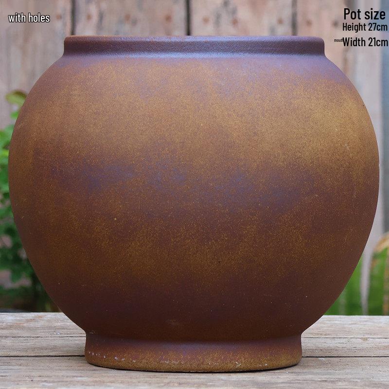 Handmade Coarse Pottery Flower Pot - Large Ceramic Jar for Bougainvillea & Hydrangeas