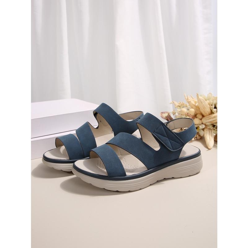New Summer Women's Casual Wedge Heel Flat Soled Plus Size One Strap Sandals