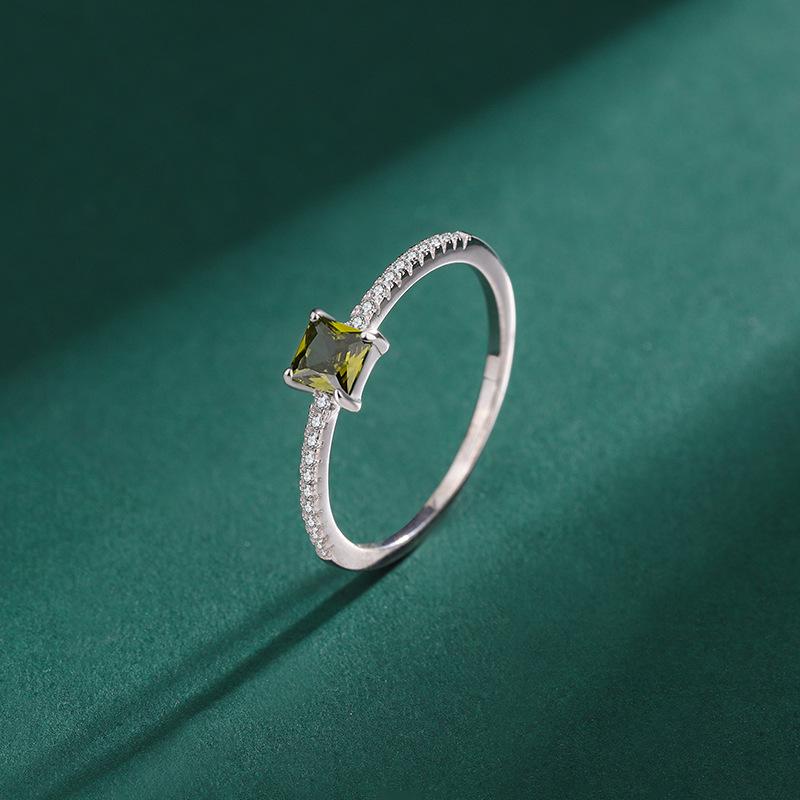 12 Birthstone 925 Sterling Silver Women's Zircon Ring - Elegant Red Book Style Jewelry, Perfect Birthday Gift