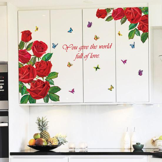 Flower Wall Decal Removable Peel And Stick PVC Stickers Colorful Rose/Morning Glory