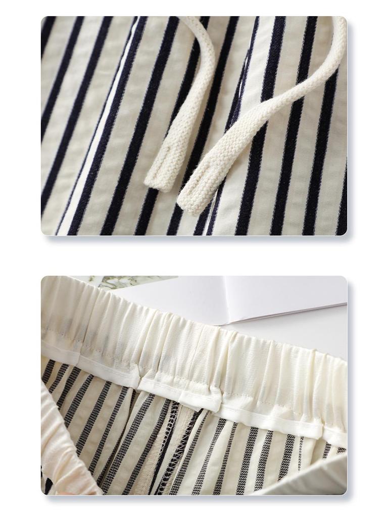 White Striped Wide Leg Women's Slimming Pants - New Summer 2025 Collection