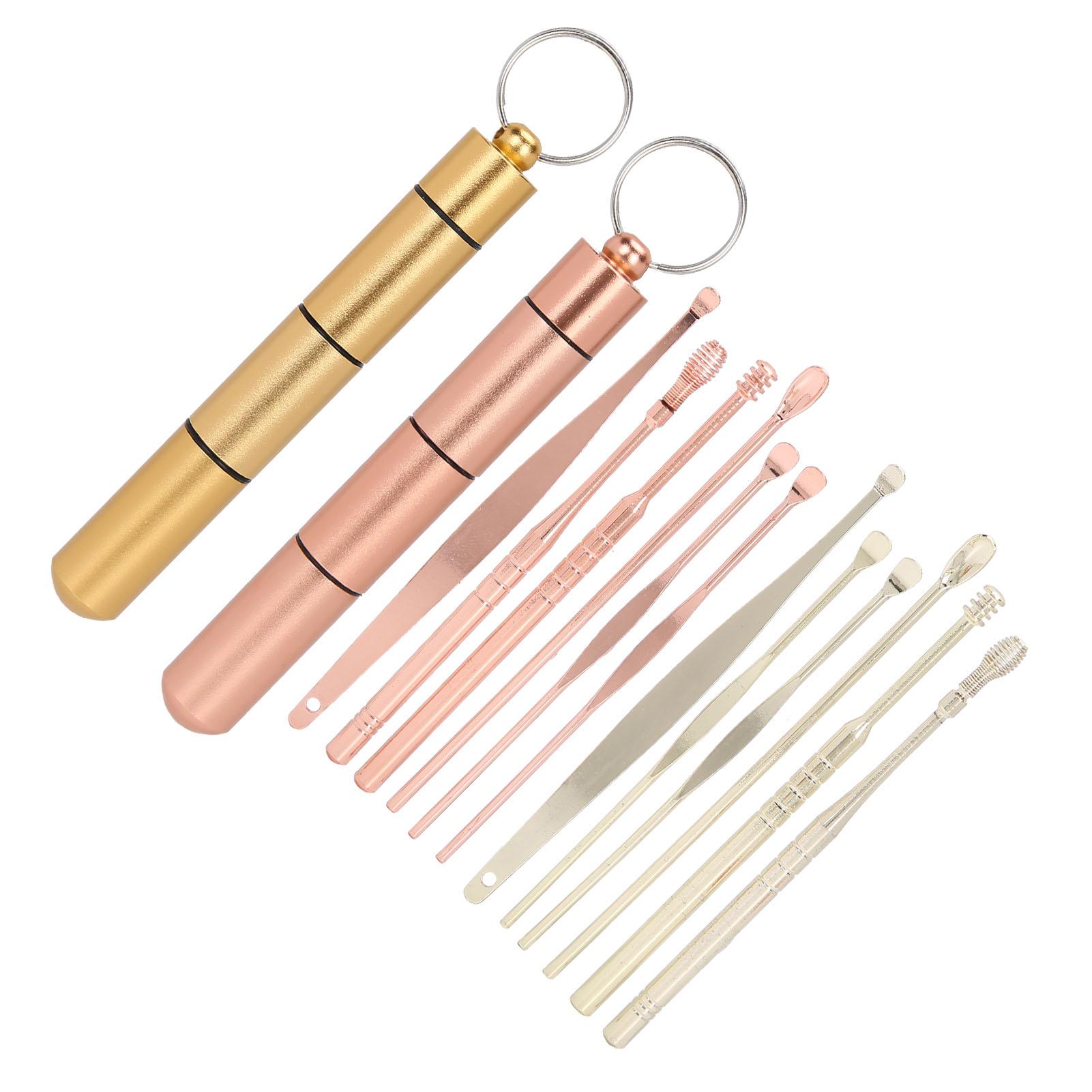

Набор для удаления ушной серы Ложка для ушной серы из нержавеющей стали Инструмент для чистки ушной серы(Rose Gold Gold