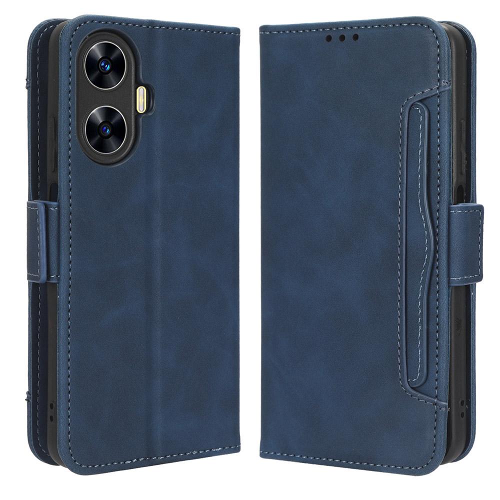 

For Realme C55 4G/Narzo N55 4G Phone Leather Case Multiple Card Slots Stand Phone Protective Cover Blue