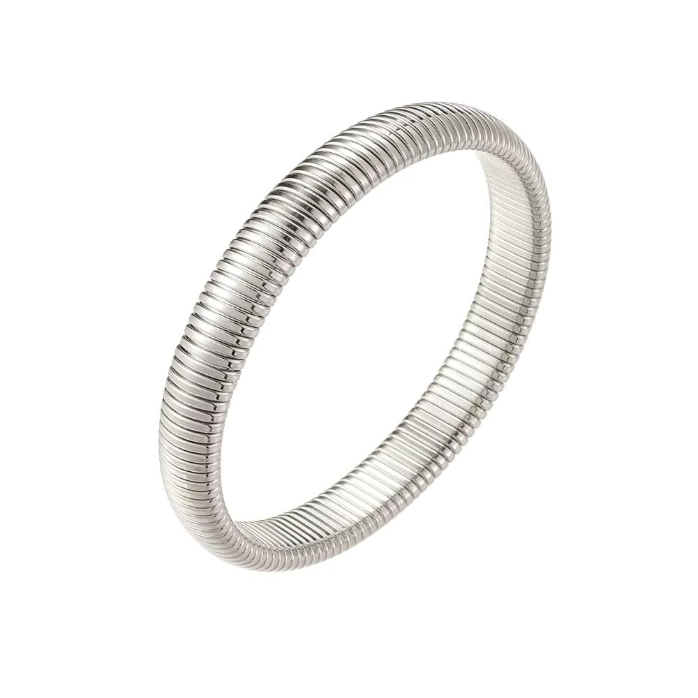 Bracelet Minimaliste en Acier Inoxydable Maille Serpent Élastique / Flexible Plaqué Or PVD 18K Imperméable & Anti-ternissement pour Femmes Hommes