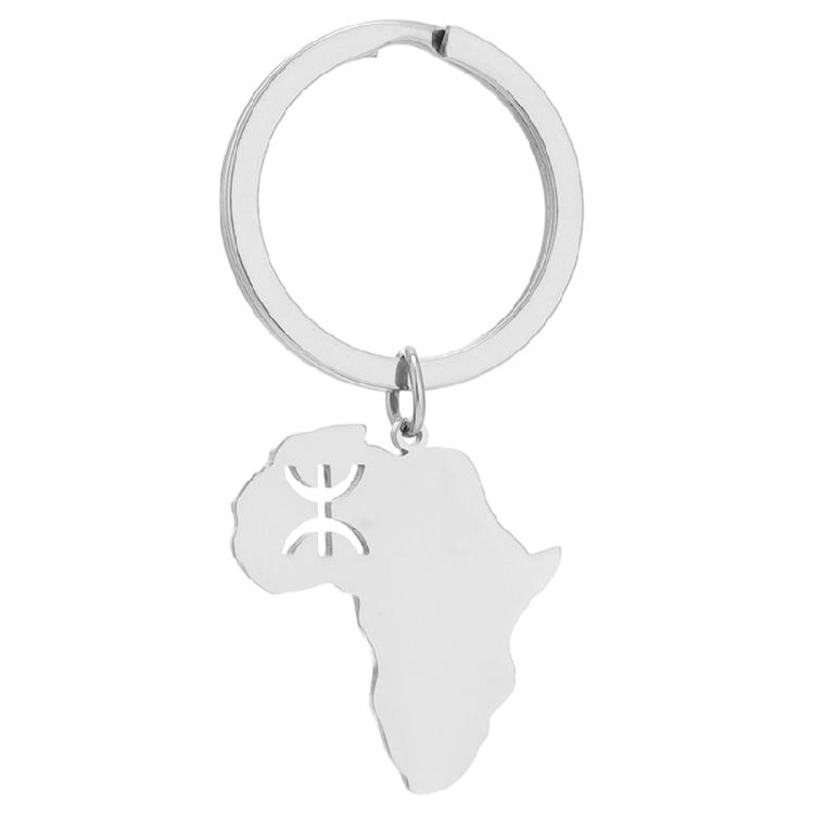 

African Berber Keychain Portable Titanium Steel Keyring Maps Pendant Key Rings 1 серебряный