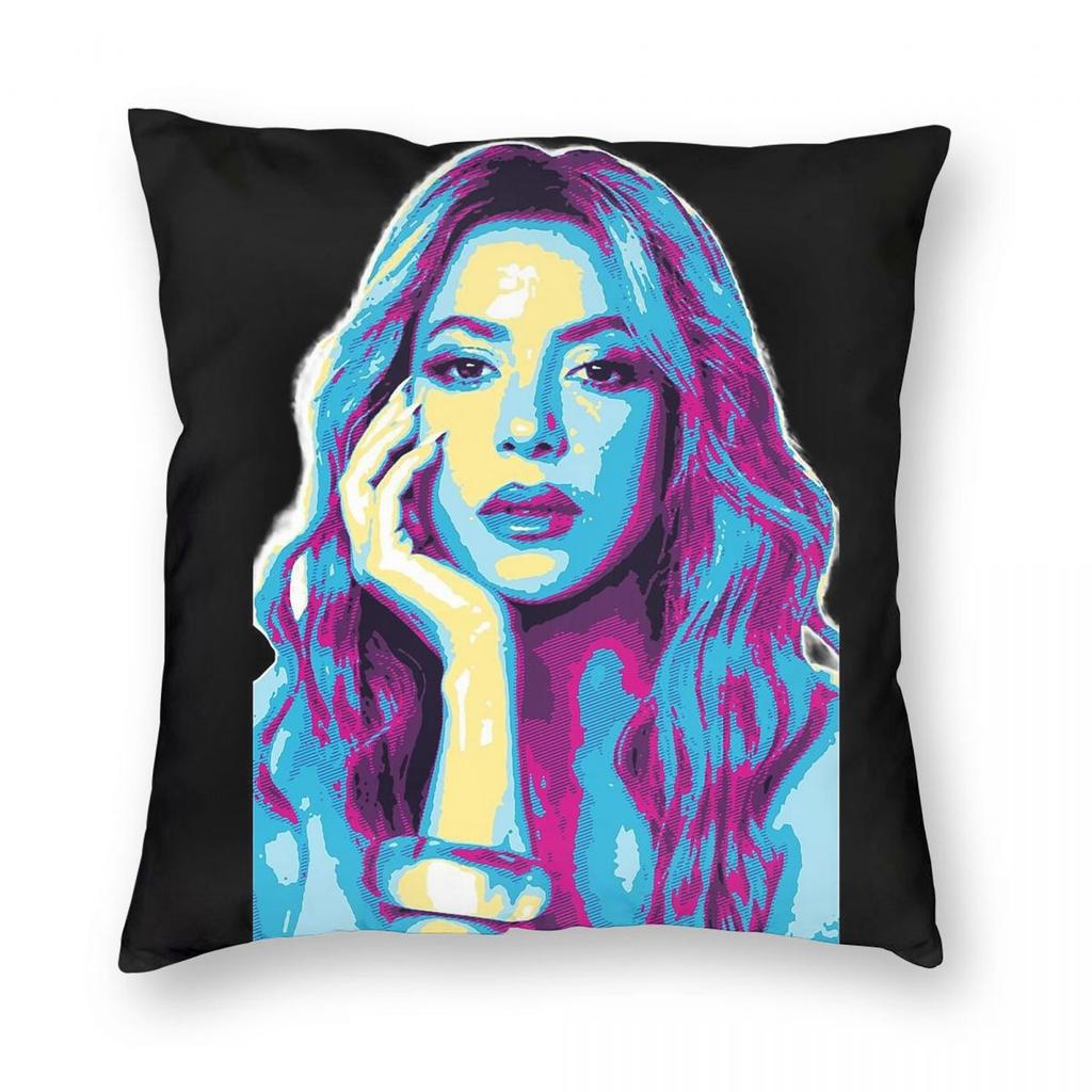 Shakira Retro s Square Pillowcase Polyester Linen Velvet Printed Zip Decorative Bed Cushion Cover