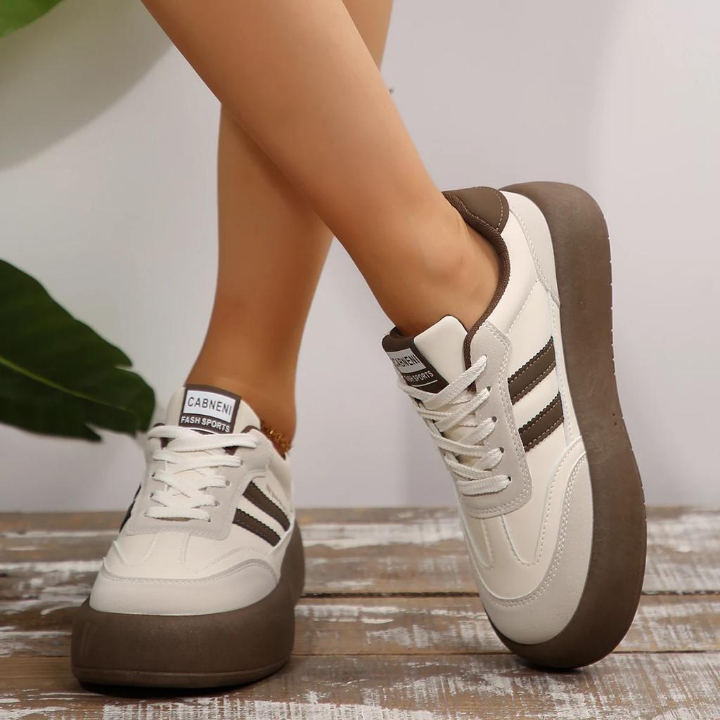 Sneakers da Donna Primavera Autunno Suola Spessa Casual Scarpe da Skate Donna Suola Morbida Interno Rialzo Scarpe da Allenamento Da Donna