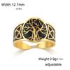 Titanium Steel Tree of Life Ring Personality Trend Hip Hop Punk Stainless Steel Smear Opening Rings for Men