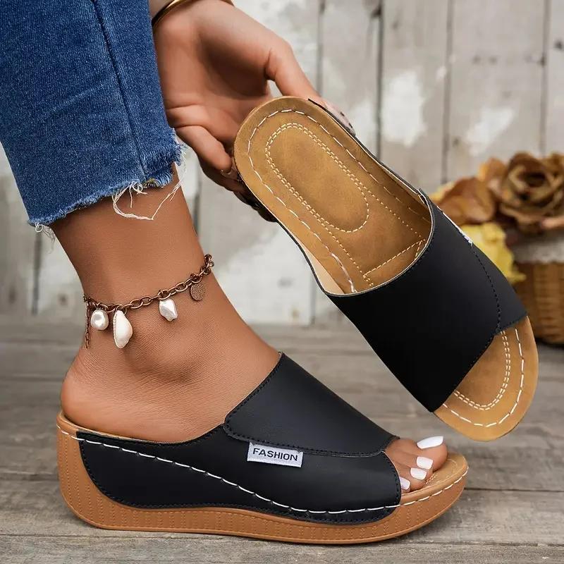 Fashion 2025 Women Slippers Footwear Casual Summer Anti-slip Women Shoes Comfortable Luxury Slippers Heeled Wedges Sandals Slides Women