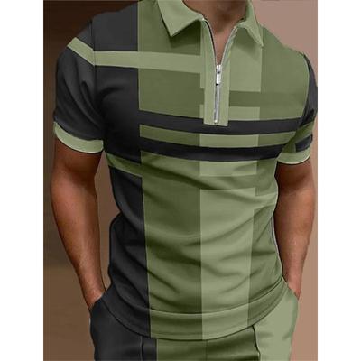 Herren-Poloshirt mit geometrischem Muster, bedrucktem Design, kurzen Ärmeln und Revers, tägliches, lässiges Kurzarm-Poloshirt.